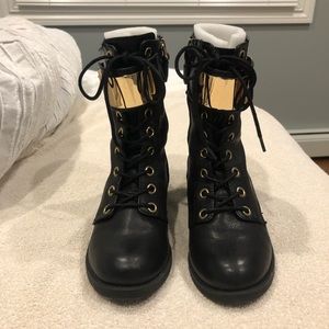 GUESS Ludlie Combat Boots Black Leather
